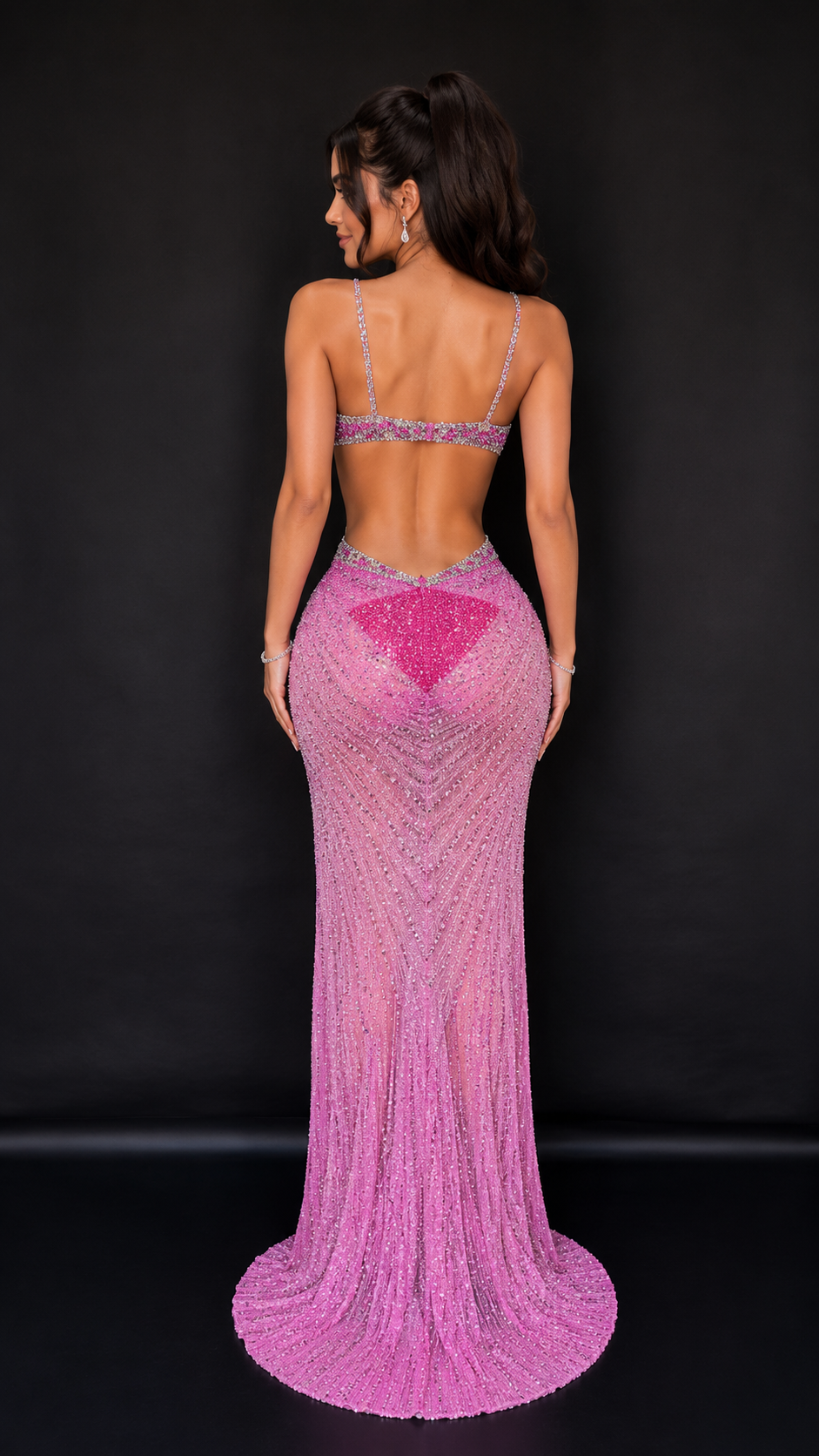 Crystal-Embellished Cinched Bodycon Slip Dress