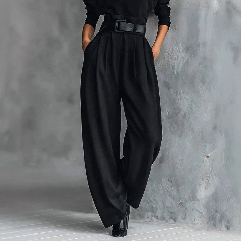 Ice Silk High-Waist Tailored Trousers