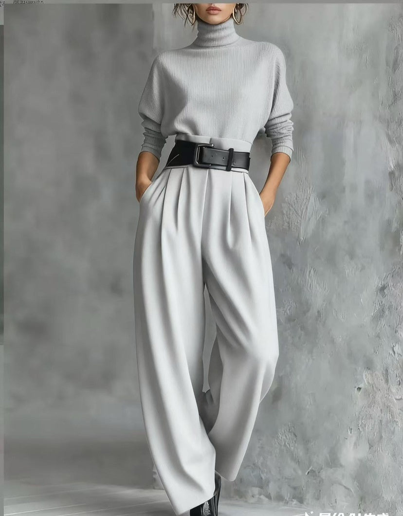 Ice Silk High-Waist Tailored Trousers