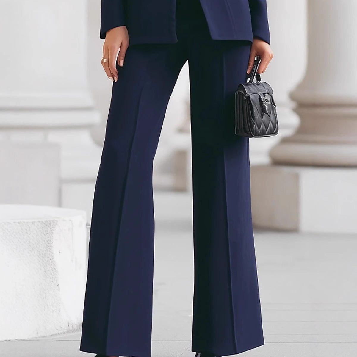 Long-Sleeve One-Button Two-Piece Suit Set