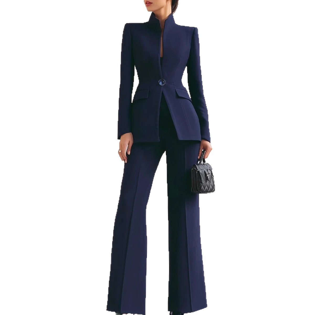 Long-Sleeve One-Button Two-Piece Suit Set
