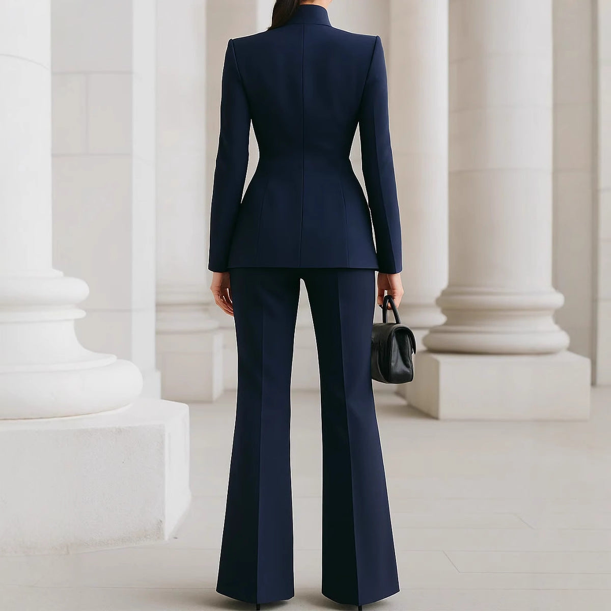 Long-Sleeve One-Button Two-Piece Suit Set