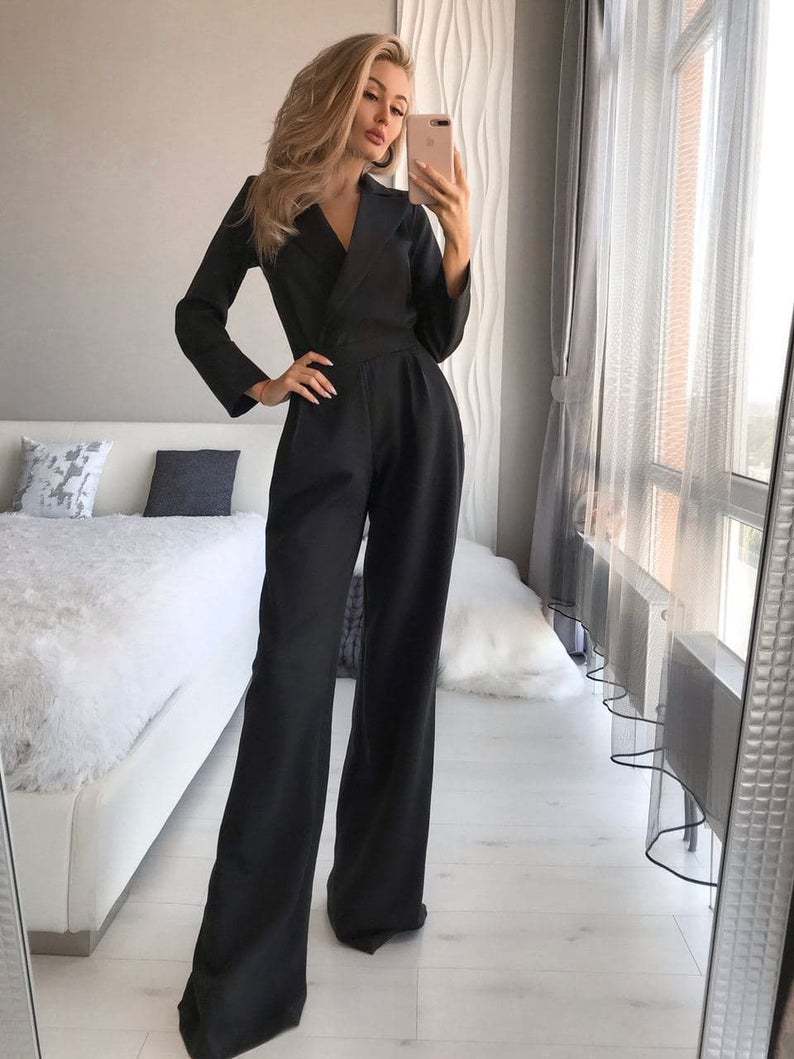 Long-Sleeve Slim-Fit Jumpsuit