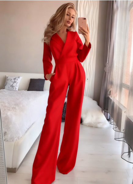 Long-Sleeve Slim-Fit Jumpsuit