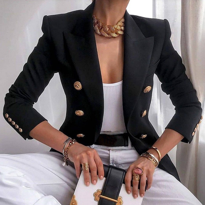 Solid-Colour Casual Short Suit Jacket
