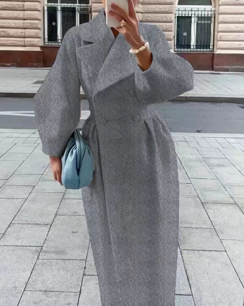 Vintage Lantern-Sleeve Wide-Lapel Jacket
