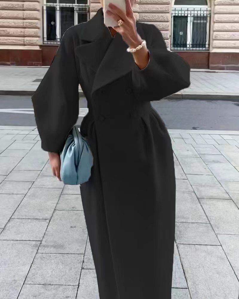 Vintage Lantern-Sleeve Wide-Lapel Jacket