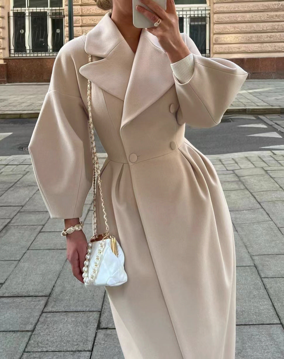 Vintage Lantern-Sleeve Wide-Lapel Jacket